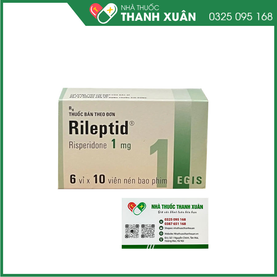 Rileptid 1mg điều trị tâm thần phân liệt, trầm cảm, lo âu hoặc rối loạn hành vi ở trẻ em và thanh niên